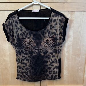 Ardene Black and Brown Leopard Print Tee
